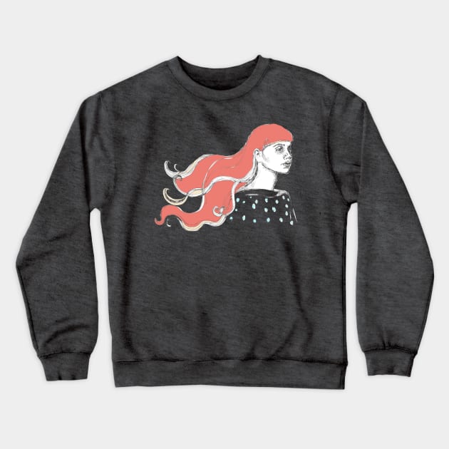 Girl With Red Hair Crewneck Sweatshirt by FanitsaArt